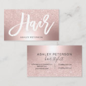 毛のばら色の金ゴールドのグリッターのグラデーションな金属ホイル 名刺 (正面/裏面)