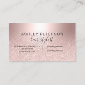 毛のばら色の金ゴールドのグリッターのグラデーションな金属ホイル 名刺 (裏面)