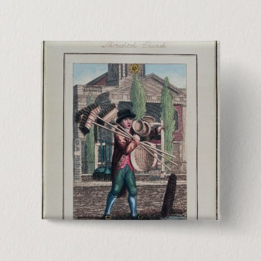 毛のほうき、Shoreditch教会 缶バッジ (正面)