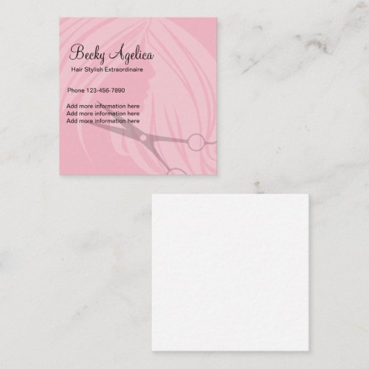 毛のスタイリッシュでモダンなデザイン スクエア名刺 (正面/裏面)