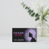 毛のスタジオの名刺の紫色の黒 名刺 (スタンド正面)