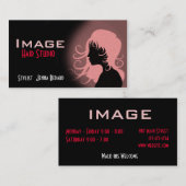 毛のスタジオの名刺の赤いピンクの黒 名刺 (正面/裏面)