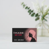 毛のスタジオの名刺の赤いピンクの黒 名刺 (スタンド正面)