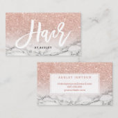 毛のタイポグラフィのばら色の金ゴールドのグリッターの大理石 名刺 (正面/裏面)
