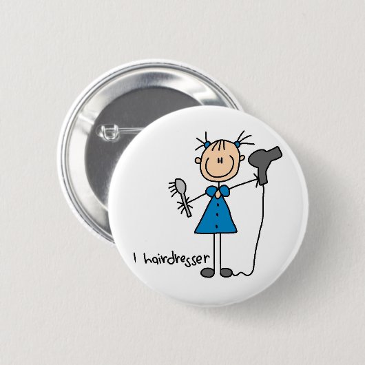 毛のドレッサーの棒の姿ボタン 缶バッジ (正面&裏面)