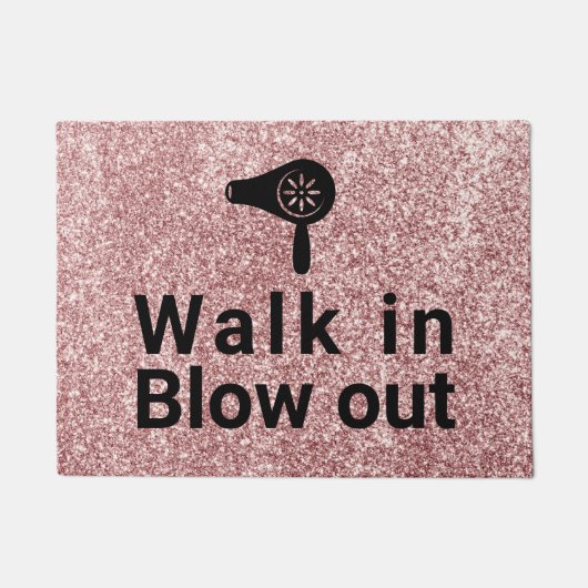 毛のブロードライのバーのばら色の金ゴールドのグリッターのサロンの歓迎 ドアマット (正面)
