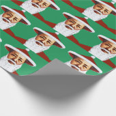 毛のメリークリスマスの中国のなポップアートサンタクロース ラッピングペーパー (角)