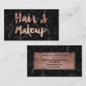 毛のメーキャップアーティストのばら色の金ゴールドの原稿の黒の大理石 名刺 (正面/裏面)