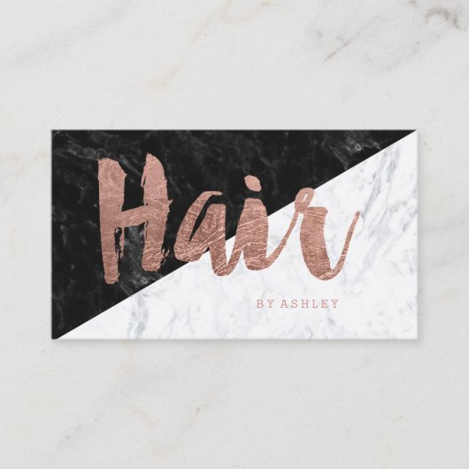 毛のモダンのばら色の金ゴールドのタイポグラフィのブロックの大理石 名刺 (正面)