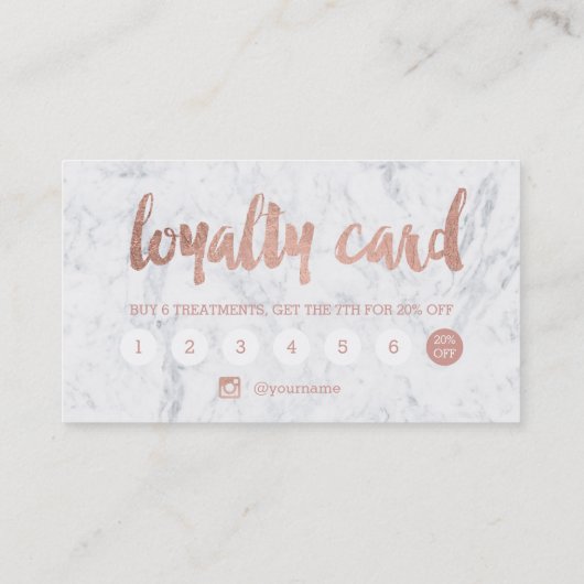 毛のモダンのばら色の金ゴールドのタイポグラフィの大理石のロイヤリティ 名刺 (裏面)