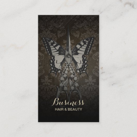 毛のロイヤリティの穿孔器のヴィンテージの蝶は及び切ります ロイヤリティカード (正面)