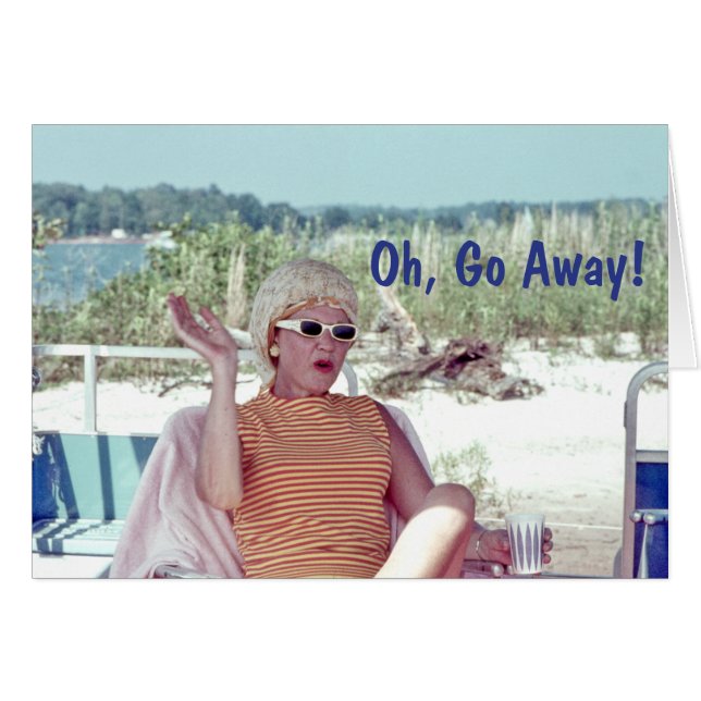 毛のローラーの女性は、Oh、遠くににユーモアのある行きます (正面横)