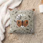 毛の上にボヘミアチョウを持つ継ぎ目のない模様 クッション (ブランケット)