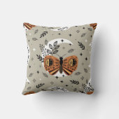 毛の上にボヘミアチョウを持つ継ぎ目のない模様 クッション (裏面)