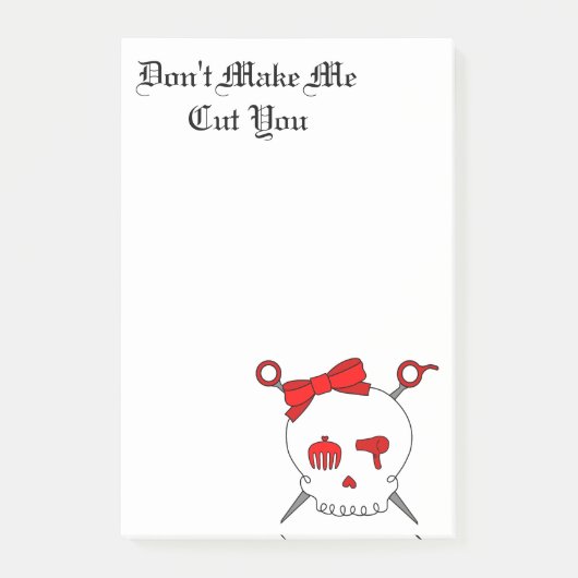 毛の付属のスカル及びはさみ(赤い) ポストイット (正面)