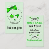 毛の付属のスカル(弓詳細-ライムグリーン#2) 予約カード (正面/裏面)