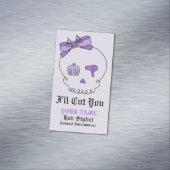 毛の付属のスカル(文字4)との弓詳細の紫色 マグネット名刺 (インサイチュ)