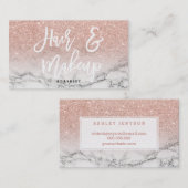 毛の化粧のタイポグラフィのばら色の金ゴールドのグリッターの大理石 名刺 (正面/裏面)