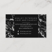 毛の化粧の白黒の銀の大理石のタイポグラフィ 名刺 (裏面)