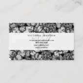 毛の化粧の花の黒い手描きのレースパターン 名刺 (裏面)