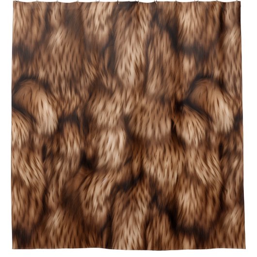 毛の実在見ための茶色の動物のふわふわ シャワーカーテン (正面)