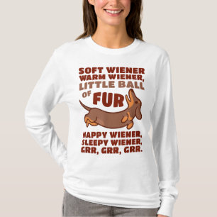 毛の小さなボール柔らかく暖かいウィーナードッグかわいいダックス Tシャツ