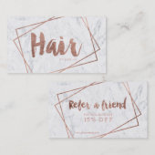 毛の紹介のモダンのばら色の金ゴールドのタイポグラフィの大理石 紹介カード (正面/裏面)