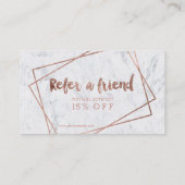 毛の紹介のモダンのばら色の金ゴールドのタイポグラフィの大理石 紹介カード (裏面)