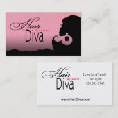 毛の花型女性歌手-美容院の美容師の美容師 名刺 (正面/裏面)