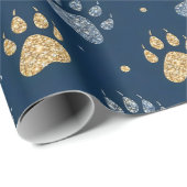 毛の贈り物のためのキラキラした犬の足のパターンベビー ラッピングペーパー (ロールコーナー)