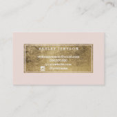 毛の鞭の原稿の金ゴールドのタイポグラフィの赤面のピンク 名刺 (裏面)