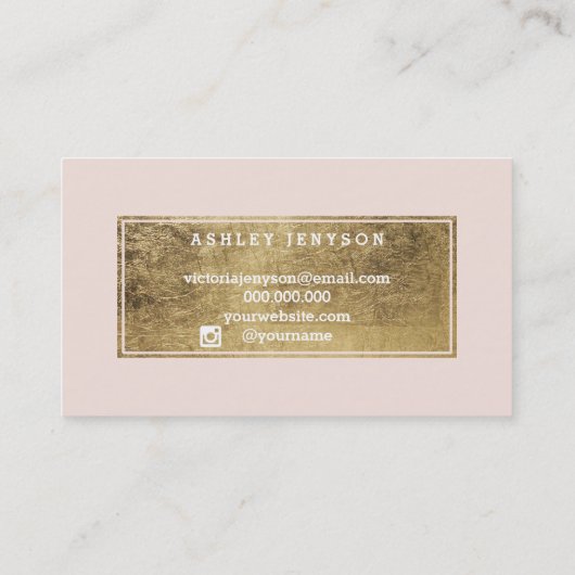 毛の鞭の原稿の金ゴールドのタイポグラフィの赤面のピンク 名刺 (裏面)