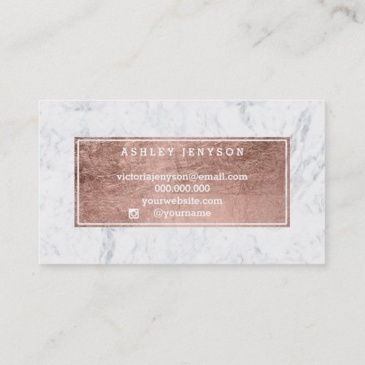 毛の鞭はばら色の金ゴールドのタイポグラフィの大理石2の台本を書きます 名刺 (裏面)