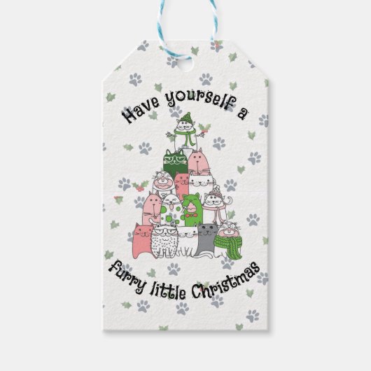 毛むくじゃらの小さなクリスマスをお楽しみください！ ギフトタグ (正面)