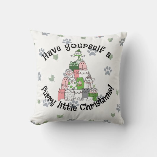 毛むくじゃらの小さなクリスマス クッション (正面)
