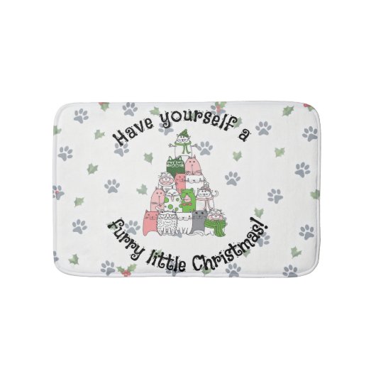 毛むくじゃらの小さなクリスマス バスマット (正面)