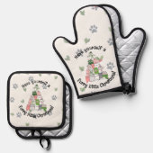 毛むくじゃらの小さなクリスマス 鍋つかみ&鍋敷きセット (正面/裏面)