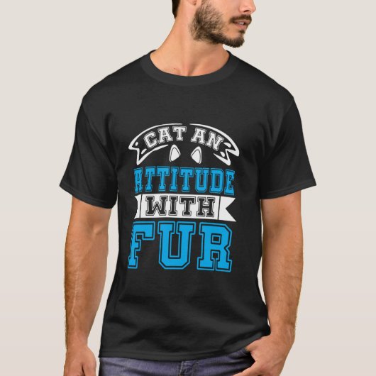 毛むくじゃらの態度抜群の猫 猫ママ Tシャツ (正面)