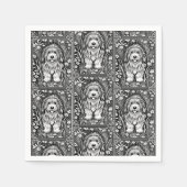 毛むくじゃらの犬の誕生日パーティペットウェルカム スタンダードカクテルナプキン (正面)