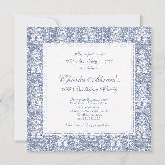 毛むくじゃらの犬の誕生日パーティペットウェルカム 招待状 (裏面)