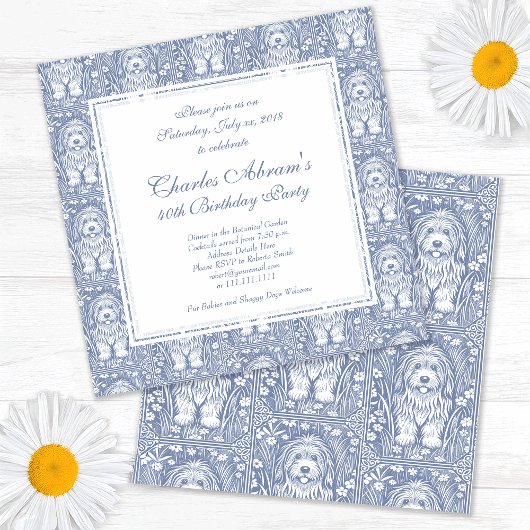 毛むくじゃらの犬の誕生日パーティペットウェルカム 招待状