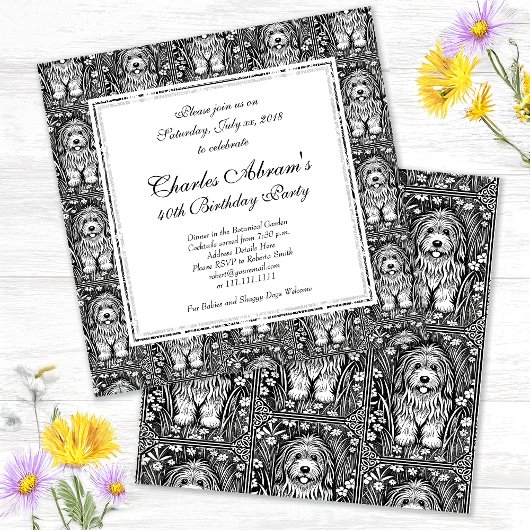 毛むくじゃらの犬の誕生日パーティペットウェルカム 招待状