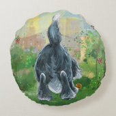 毛むくじゃらの羊犬 ラウンドクッション (裏面)