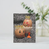 毛を搭載するかわいいイースターカップルの卵 シーズンポストカード (スタンド正面)