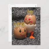 毛を搭載するかわいいイースターカップルの卵 シーズンポストカード (正面/裏面)