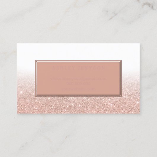 毛エレガントタイポグラフィバラ金ゴールドグリッター白 名刺 (裏面)