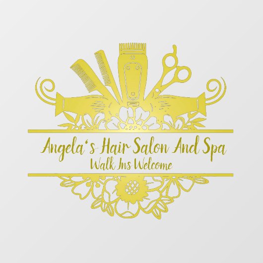 毛カスタマイズサロン及びスパ金ゴールド色 ウィンドウサイン (シート)