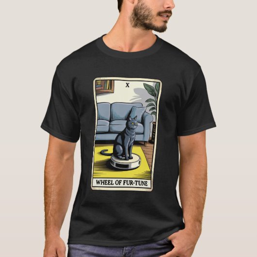 毛並みのタロットカード猫ロボット掃除機クリーン Tシャツ (正面)
