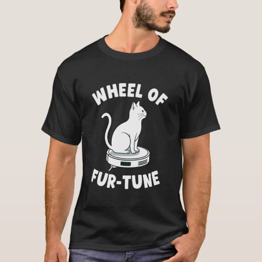 毛並みの幸運の車輪 ネコジョーク ロボット掃除機 カ Tシャツ (正面)