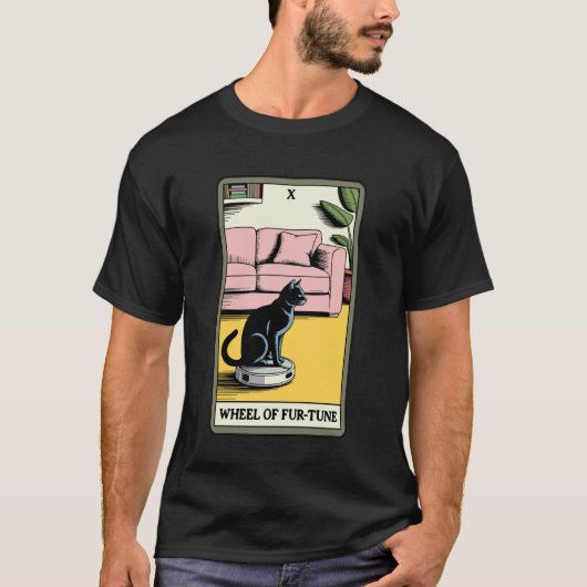 毛並みの車輪 タロットカード 猫 ロボット掃除機 クリーン Tシャツ (正面)